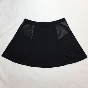 Black Skater Skirt with (Faux) Leather Accents